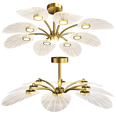 Sleek Leaf Flush Mount Light 3D model image 1 