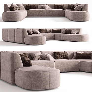 Luxurious Taupe Sofa - 4m x 3.5m 3D model image 1 