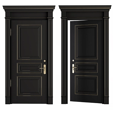 Elegant Black & Gold Door Set 3D model image 1 