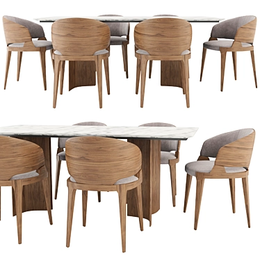Elegant Velis Chair & Gulliwing Table 3D model image 1 