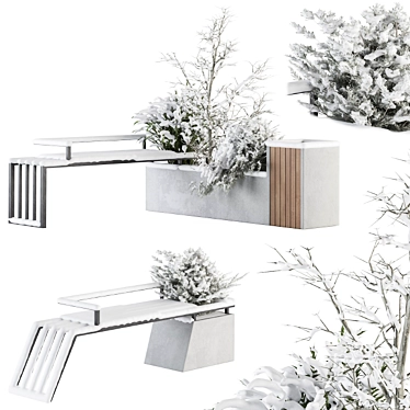 Snowy Bliss: Urban Bench Set 3D model image 1 