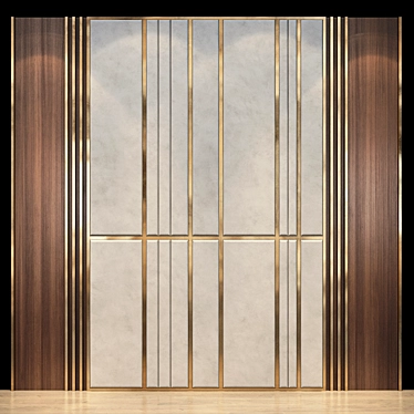 Natural Wood Wall Panel Set 3D model image 1 