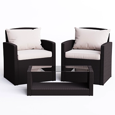 Outdoor garden furniture, armchair and table