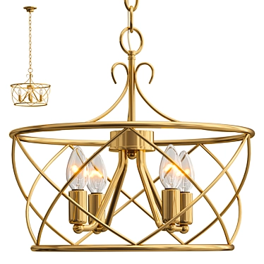 Modern Golden Drum Chandelier 3D model image 1 