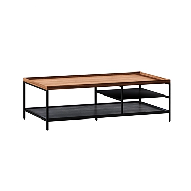 Walnut Industrial Style Coffee Table 3D model image 1 