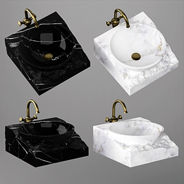 Elegant Marble Washbasin Bowl 3D model image 1 