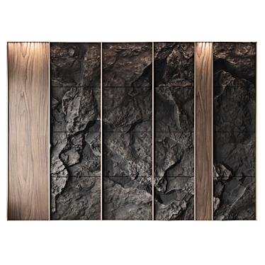 Rock Wall Panel: Two-Tone Stone Décor 3D model image 1 