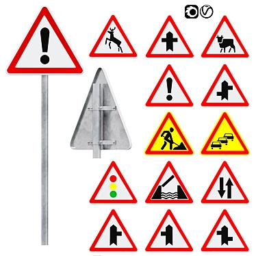 Warning Sign Set - 3 Pack 3D model image 1 