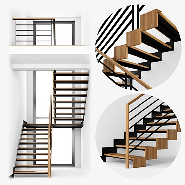 Sleek Modern Stairway Design 3D model image 1 