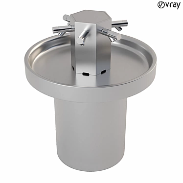 Sleek Round Washbasin for 6 3D model image 1 