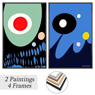 Artful Transformations: Set of 2 Paintings with 4 Frame Options 3D model image 1 