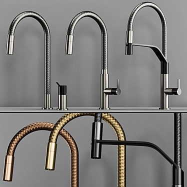 Gessi MESH Kitchen Faucet: Modern Elegance, Multiple Finishes 3D model image 1 