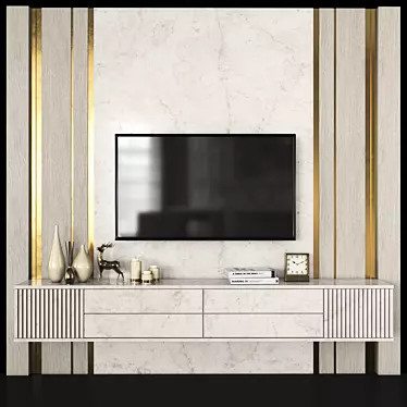 Modern TV Wall Unit with 55" Screen 3D model image 1 