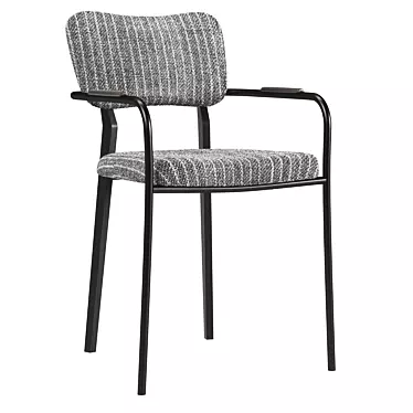 Elegant Grey Bouclé Dining Chair 3D model image 1 