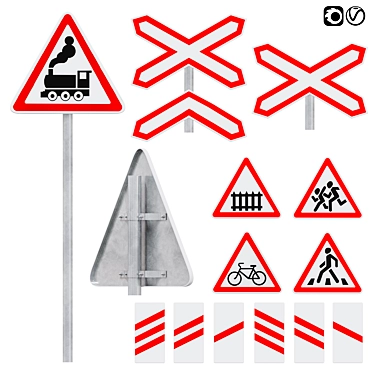 Warning Signs Set 4: High-Quality Polygons & Versatile Design 3D model image 1 