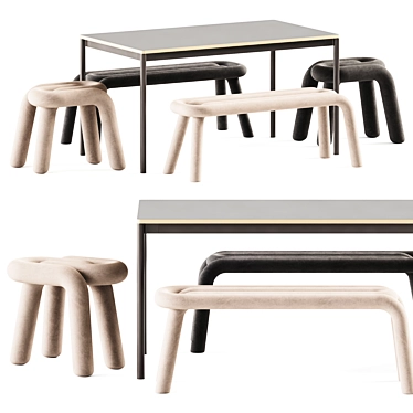 Contemporary Base Table and Bold Set 3D model image 1 