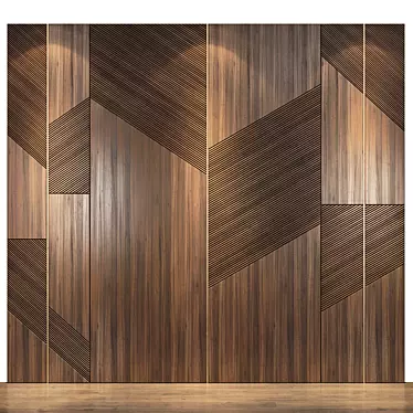 Natural Wood and Metal Wall Panel: 3ds Max 2013 + OBJ-VRay 3D model image 1 