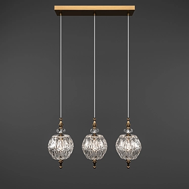 Vintage Glass and Metal Chandelier 3D model image 1 