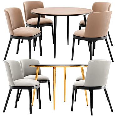 Elegant Dining Set: Selection Chair & Luxore Table 3D model image 1 