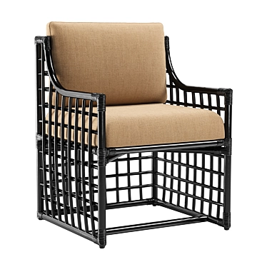 CB2 Lago Black High-Gloss Rattan Dinning Armchair