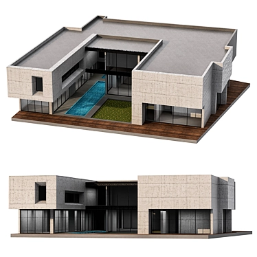 Sleek Modern Villa Design 3D model image 1 