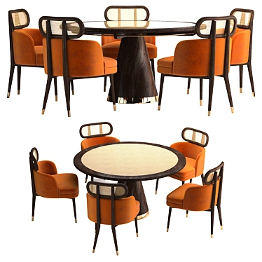 Carter Dining Set: Stylish Table & Chairs 3D model image 1 