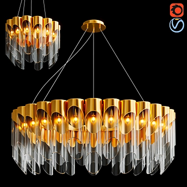 Bamboo Elegance Suspended Lamp 3D model image 1 