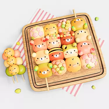 Japanese Dango Delights: 18 Traditional Sweets 3D model image 1 