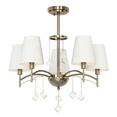 Vintage Brass & White Ceiling Chandelier 3D model image 1 