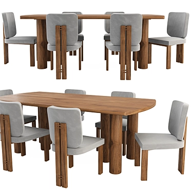 Elegant Throop Table & Chairs 3D model image 1 