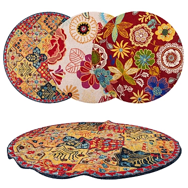 Versatile Round Rug Set: 6 Stunning Options for Close-Up and Wide Shots 3D model image 1 