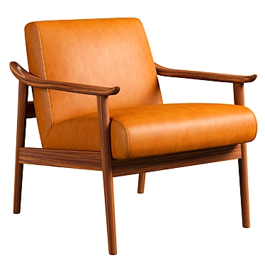 Mid-Century Show Wood Leather Chair 3D model image 1 