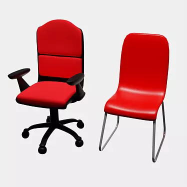 ModaFlex Red: Office and Kitchen Chair 3D model image 1 