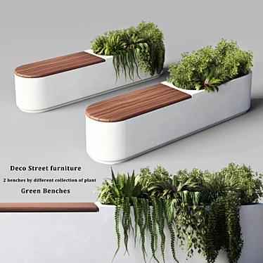 Green Oasis Bench: Deco Street Furniture 3D model image 1 