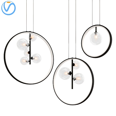 Elegant Asymmetrical Glass Ring Chandelier 3D model image 1 