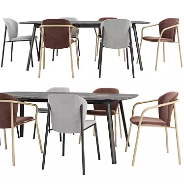 Elegant Finn Chairs & Squid Table 3D model image 1 