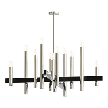 Elegant Helsinki Brushed Nickel Chandelier 3D model image 1 