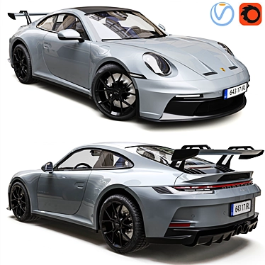 Sleek Porsche 911 GT3 2022 3D model image 1 
