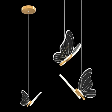 Scandinavian Style LED Butterfly Pendant Light 3D model image 1 