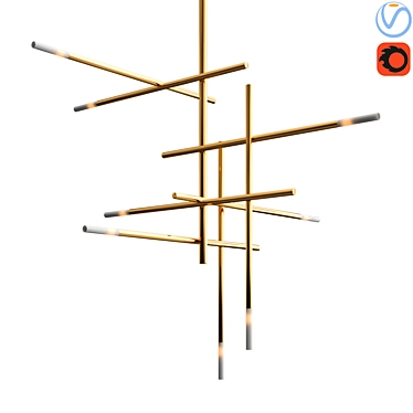 Sophisticate Chandelier with Tubular Shades 3D model image 1 