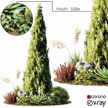 Versatile Outdoor Plant Set for All Your Needs 3D model image 1 