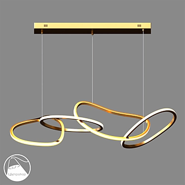 Crooked Ring Chandelier: Elegant Lighting for Modern Spaces 3D model image 1 