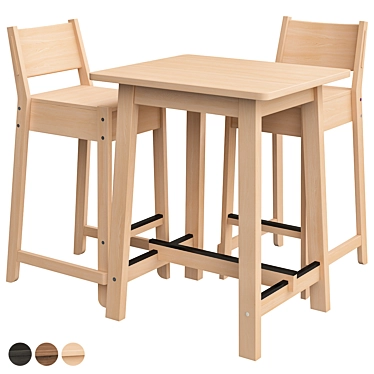 Norråker Birch Bar Stool Set 3D model image 1 