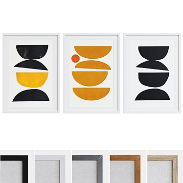 Abstract Frame Set: Modern Style with 3 Frames 3D model image 1 