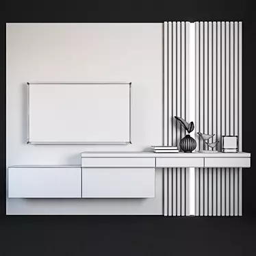 Sleek Modern TV Wall Set 3D model image 1 