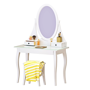 Modern White Dressing Table Set 3D model image 1 