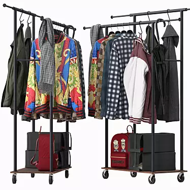 Rustic Garment Rack for Stylish Clothing Organization 3D model image 1 