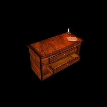 Vintage Writer's Bedside Table 3D model image 1 