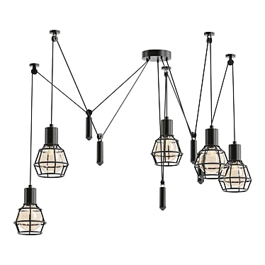 Versatile Multi-Head Cage Chandelier 3D model image 1 