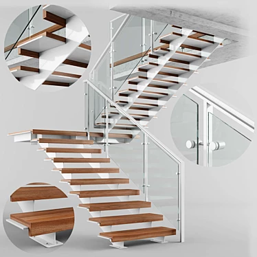 Sleek Modern Interior Stair 3D model image 1 